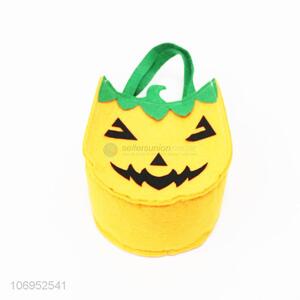 Wholesale price Halloween pumpkin felt basket candy storage basket