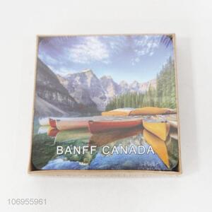 Promotional hot selling 4pcs scenery printed wooden cup mat