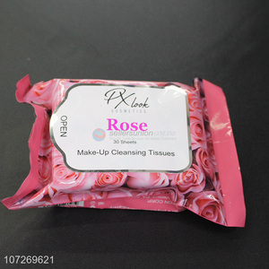 Factory Price 30 Sheets Rose Make Up Cleansing Tissues