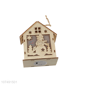 Best Sale Christmas Ornaments Led Wooden Light Chalet House Christmas Tree Hanging Decor