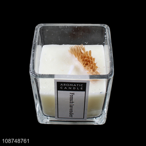 New product glass jar <em>scented</em> candle with French lavender fragrance
