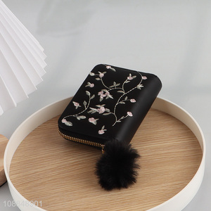 Top products flower pattern women wallet with zipper