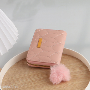 Best quality pink fashionable zipper long wallet for women ladies