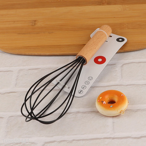 China wholesale wooden handle manual egg whisk for kitchen gadget